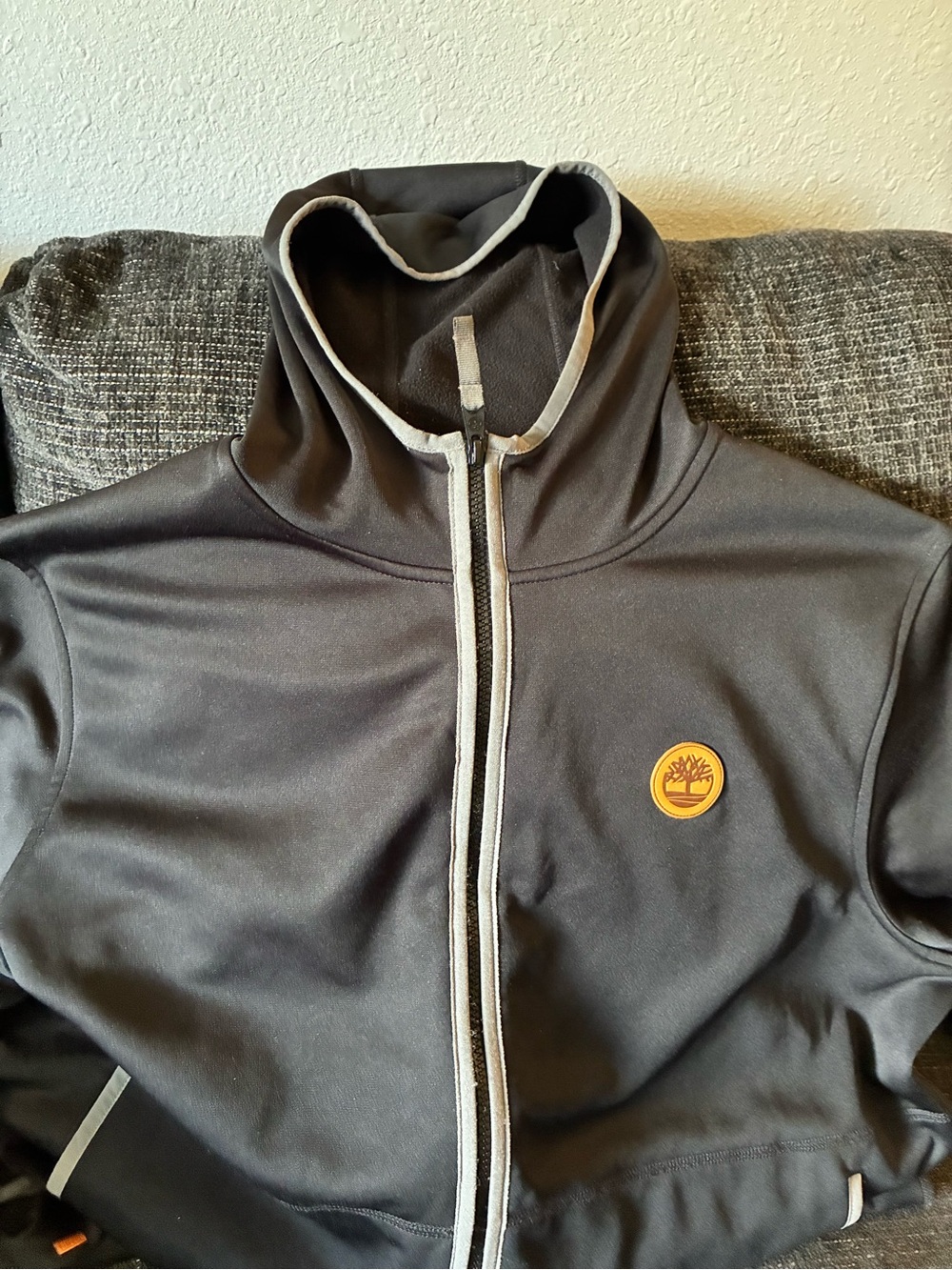Timberland Black Lightweight Full-Zip Jacket with Yellow Logo Patch